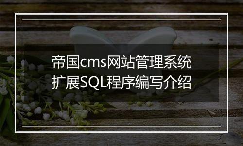 帝国cms网站管理系统扩展SQL程序编写介绍