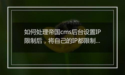如何处理帝国cms后台设置IP限制后,将自己的IP都限制了