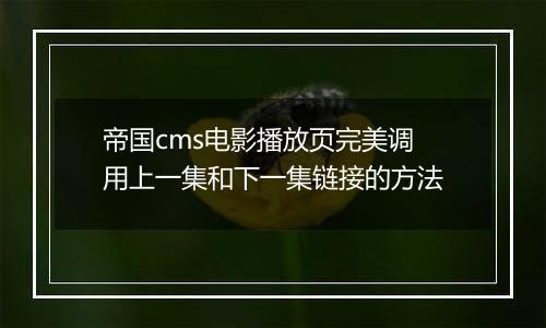 帝国cms电影播放页完美调用上一集和下一集链接的方法