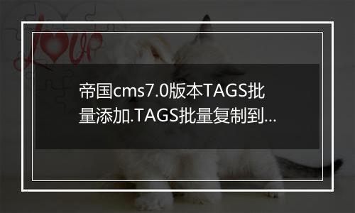 帝国cms7.0版本TAGS批量添加.TAGS批量复制到关键词的教程