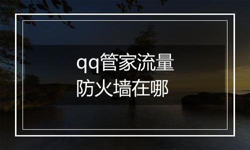 qq管家流量防火墙在哪