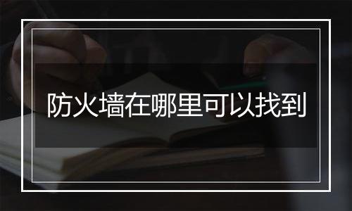 防火墙在哪里可以找到