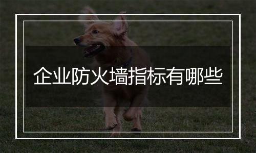 企业防火墙指标有哪些