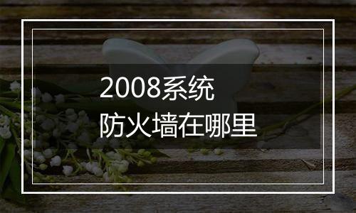 2008系统防火墙在哪里