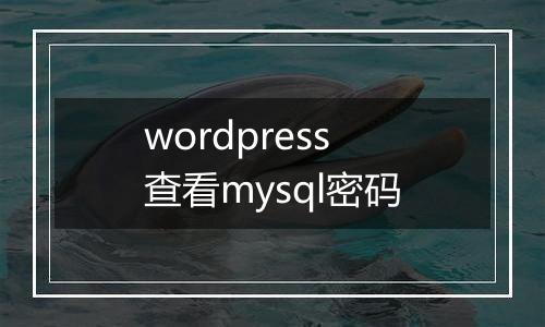 wordpress查看mysql密码