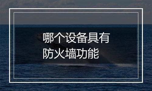 哪个设备具有防火墙功能