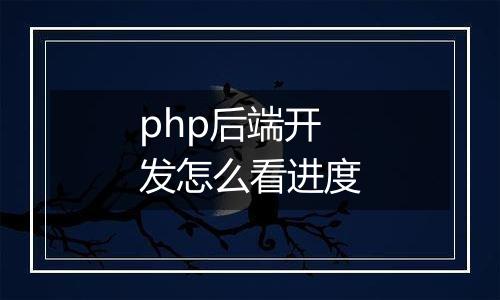php后端开发怎么看进度