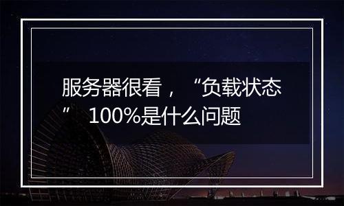 服务器很看，“负载状态” 100%是什么问题