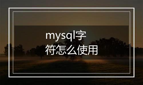 mysql字符怎么使用