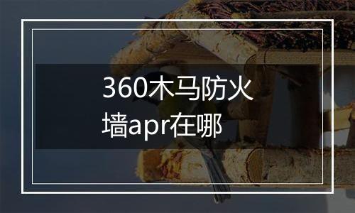 360木马防火墙apr在哪