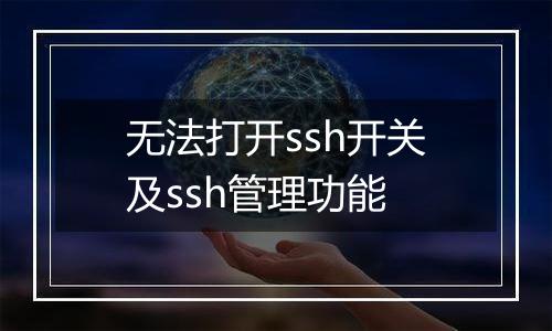 无法打开ssh开关及ssh管理功能