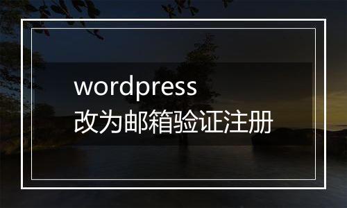 wordpress改为邮箱验证注册