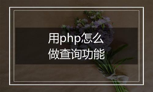 用php怎么做查询功能