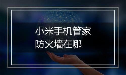 小米手机管家防火墙在哪