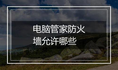 电脑管家防火墙允许哪些