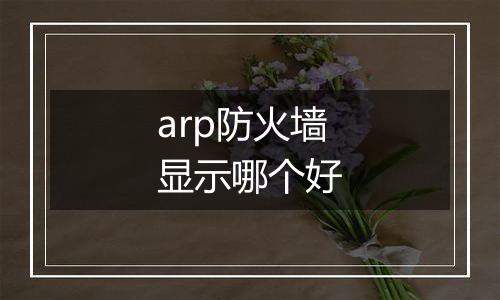 arp防火墙显示哪个好