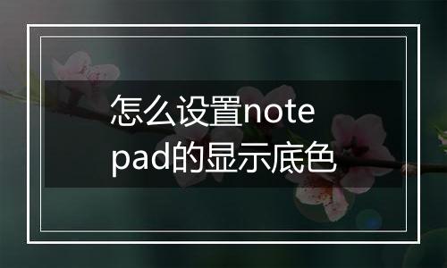 怎么设置notepad的显示底色