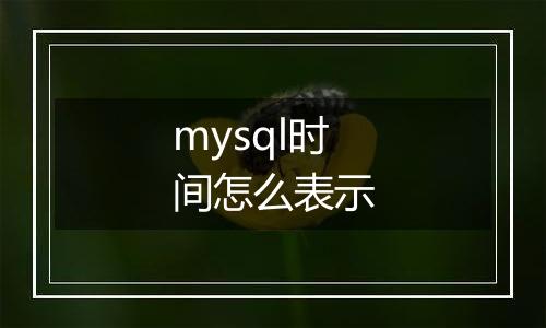 mysql时间怎么表示