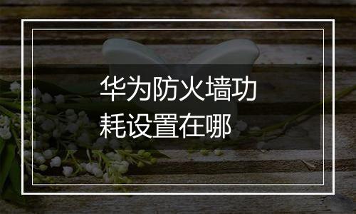 华为防火墙功耗设置在哪