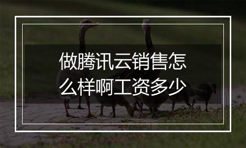 做腾讯云销售怎么样啊工资多少