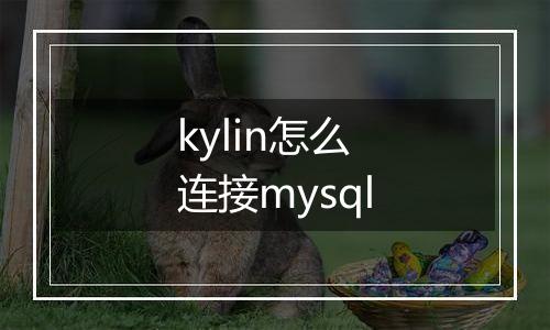kylin怎么连接mysql