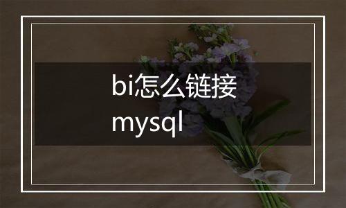 bi怎么链接mysql