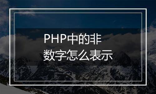 PHP中的非数字怎么表示