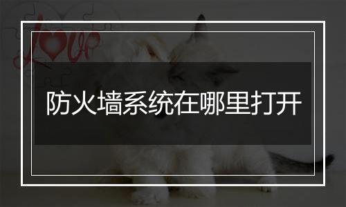 防火墙系统在哪里打开
