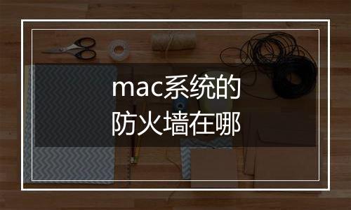 mac系统的防火墙在哪