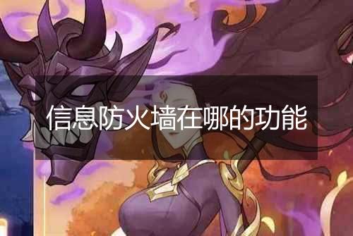 信息防火墙在哪的功能