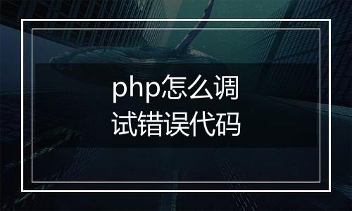 php怎么调试错误代码