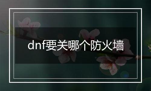 dnf要关哪个防火墙