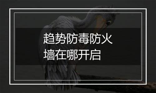 趋势防毒防火墙在哪开启