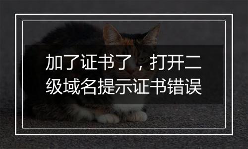 加了证书了,打开二级域名提示证书错误