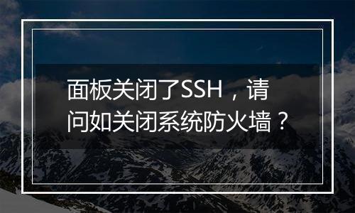 面板关闭了SSH,请问如关闭系统防火墙?