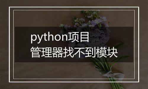 python项目管理器找不到模块