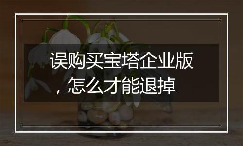 误购买宝塔企业版,怎么才能退掉
