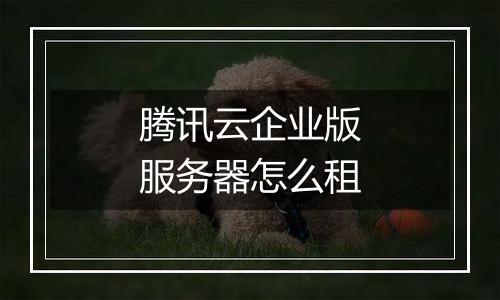 腾讯云企业版服务器怎么租