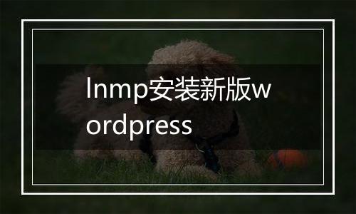lnmp安装新版wordpress