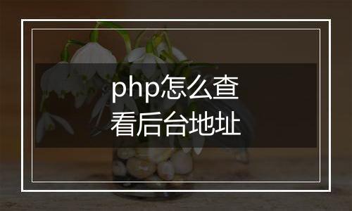 php怎么查看后台地址