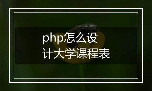 php怎么设计大学课程表
