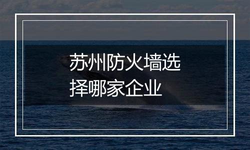 苏州防火墙选择哪家企业