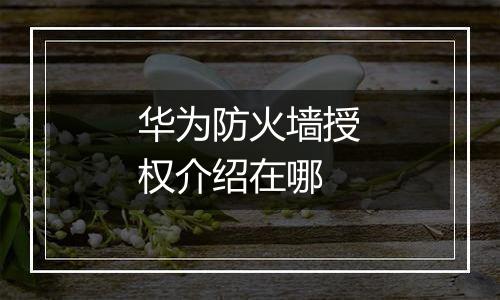 华为防火墙授权介绍在哪