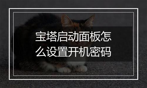 宝塔启动面板怎么设置开机密码