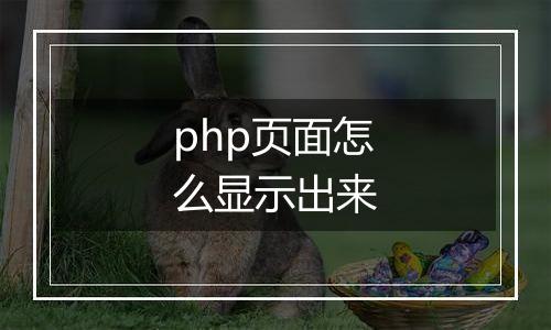 php页面怎么显示出来