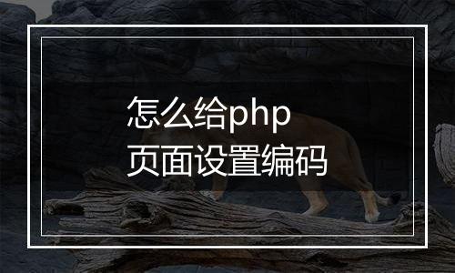 怎么给php页面设置编码