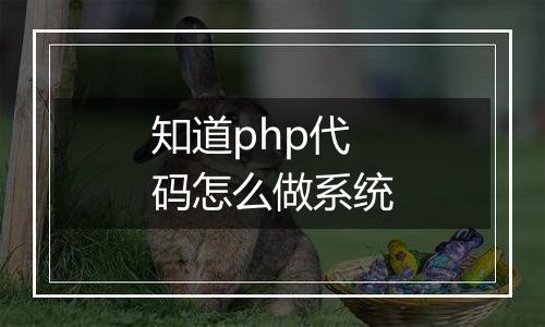 知道php代码怎么做系统