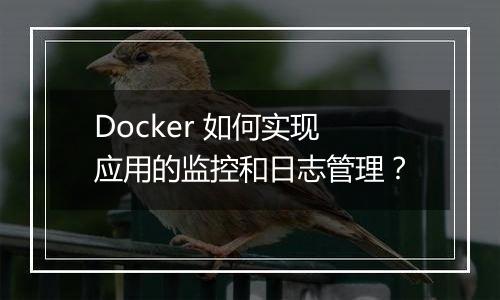 Docker 如何实现应用的监控和日志管理？