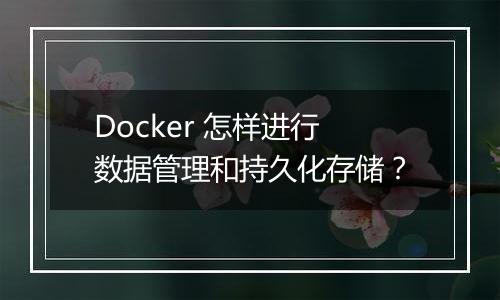 Docker 怎样进行数据管理和持久化存储？