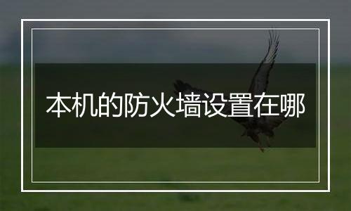 本机的防火墙设置在哪